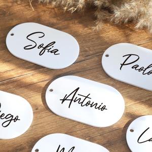 UNIQOOO 18 Pcs White Arch Oval Acrylic Place Cards, 4x2.5 inches DIY Blank Half Circle Acrylic Sign, 3mm Thick Perfect for Wedding Table Decor, Birthday, Centerpiece, Decoration, Party, Event