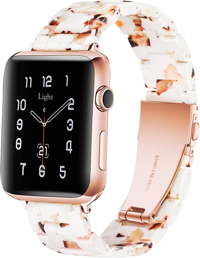 Light House Apple Watch Bands-Fashion Lightweight Resin iWatch Bands for Women Men 38mm/40mm/41mm/42mm(Series 11 10), 49mm/46mm/45mm/44mm/42mm(S 3 2 1), Compatible with Apple Watch Series 11 SE 10 9 8 7 6 5 4 3 Ultra (Bubbly Nougat White)
