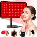 Red Light Therapy for Face Body, 2-in-1 Red Light Panel Device with Belt, 660nm & 850nm Near Infrared Light Therapy Lamp with Remote Control, 5 Adjustable Brightness & Timer for Skin Care, Relaxation (Black)