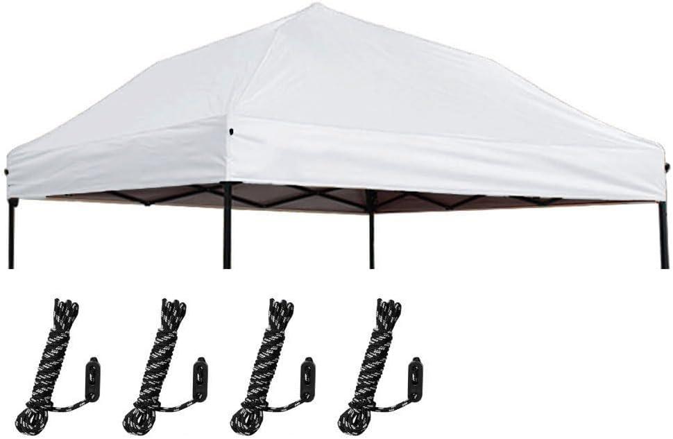Heavy Duty Thick Replacement Canopy Top 10x10, Silver Coated Popup Tent Cover 10 by 10 with Rope, White