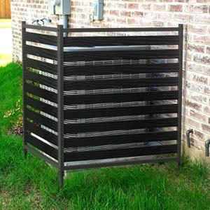 Metal Air Conditioner Fence 2 Panels - 40.27" W x 54.6" H Outdoor Privacy Screen, No Dig Wooden Privacy Screen for AC Unit, Trash Can, Pool Equipment, Yard Garden,Black