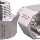 DERPIPE Forged Reducer Adapter Fitting - Stainless Steel 304 Reducing Pipe Connector, 3/4" NPT Female x 1/2" NPT Male (pack of 2)