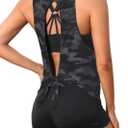 Aqua Eve 3 Piece Tankini Swimsuit for Women Tank Bathing Suit with Shorts Open Back Athletic Swimwear (Large, Camo)