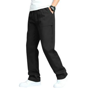 Men's Casual Cargo Pants Workout Sweatpants Joggers Stretch Hiking Drawstring Tactical Trousers (Black, S)