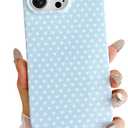 Skyseaco for iPhone 13 Pro Max Case Cute Aesthetic Heart Phone Case Soft Slim TPU Shockproof Phone Cover for Women Girls - Blue and White