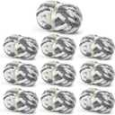 Sekafris Chunky Jumbo Chenille Yarn White-Grey 10 Pack