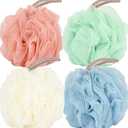 Fu Store Loofah Sponge 60g Shower Loofahs 4 Colors Bath Sponges Mesh Balls for Body Scrubber Exfoliator Wash Back Scrubber Bathroom Men Women - 4 Pack Scrubbers Cleaning Bathing Accessories