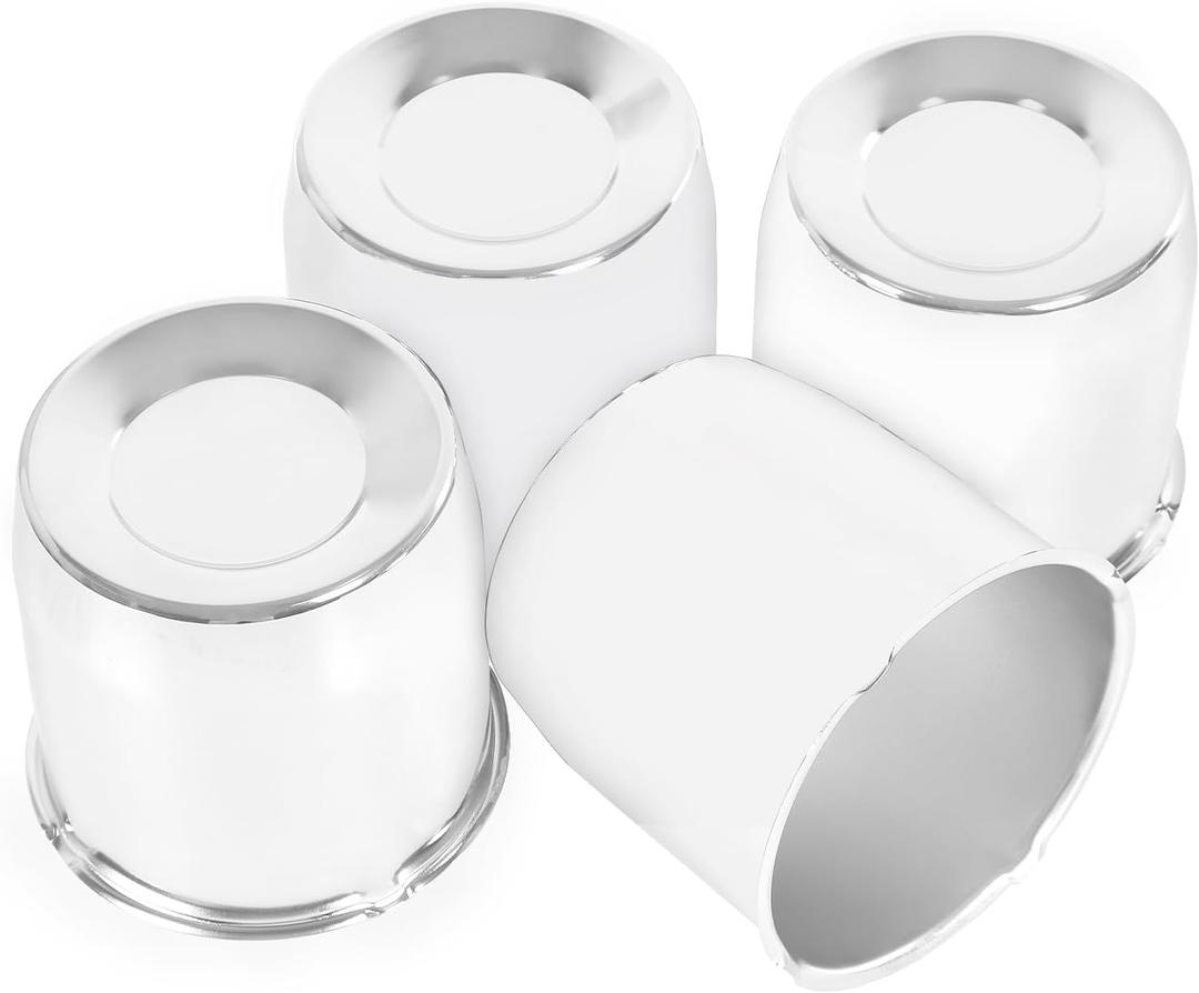 4PCS 5.15inch Trailer Wheel Center Caps Fit 5.15" Center Bore for Truck SUV RV Wheels Rims Trailer Carbon Steel Push Through 5" Tall Hub Covers Chrome Silver