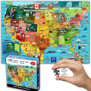 Think2Master Colorful United States Map 1000 Pieces Jigsaw Puzzle for Kids 12+, Teens, Adults & Families. Great Educational Gift for Interest in The USA Map. Size: 26.8 X 18.9