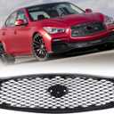Front Bumper Upper Grill for Infiniti Q50 2014 2015 2016 2017 Front Hood Upper Grill Glossy Black
