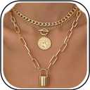 iF YOU Vintage Gold Layered Necklaces for Women Trendy, Chunky Cuban Link Paperclip Chains Necklace Stack, Coin Pendant Necklace Set Jewelry Gifts