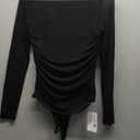 REORIA Women’s Trendy Sexy Mock Turtle Neck Long Sleeve Sheer Mesh Ruched Going Out Bodysuits Tops, M