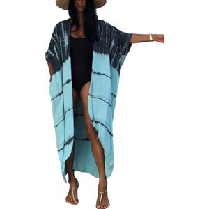 CHERRY CAT Women Beachwear Long Beach Coverups Kaftan Casual Caftan Dress (Blue Grey)