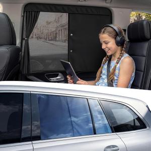 Nmoiss 2026 Exclusive Dual-Layer Car Side Window Sunshade [100% Sun Protection & Privacy, Protecting Skin & Eyes], Convertible Blackout & Mesh Shade for Baby, Medium