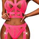 Kaei&Shi Strappy Cutout Lingerie, Halter Backless Garter, Sexy Top Outfits M