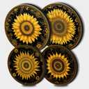 Retro Sunflowers Electric Stove Burner Covers, Set of 4 Round Stove Burner Covers, 8 Inches and 10 Inches, Gas Stove Burner Covers, Metal Stove Burner Cover, Rustic Style Cooktop Kitchen Decor