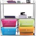  4-Drawer Storage Cart, Mobile Storage Organizer w/Steel Frame & 360 Wheels, 4-Drawer Utility Cart for Living Room, Kitchen, Bathroom & Office (Multicolor)