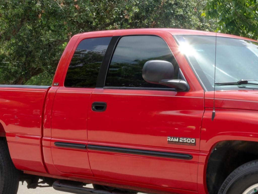 Rvinyl Pillar Post Pre Cut Window Trim Kits in Gloss Black Compatible with Dodge Ram 1994-2001 Club/Crew/Extended Cab - Adhesive Backs