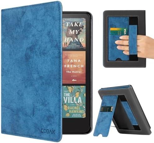 CoBak Case with Stand for Kindle Paperwhite 12th Gen 2024 Released (7") & Kindle Colorsoft Signature Edition - Durable PU Leather Cover with Auto Sleep Wake, Card Slot, Hand Strap Feature