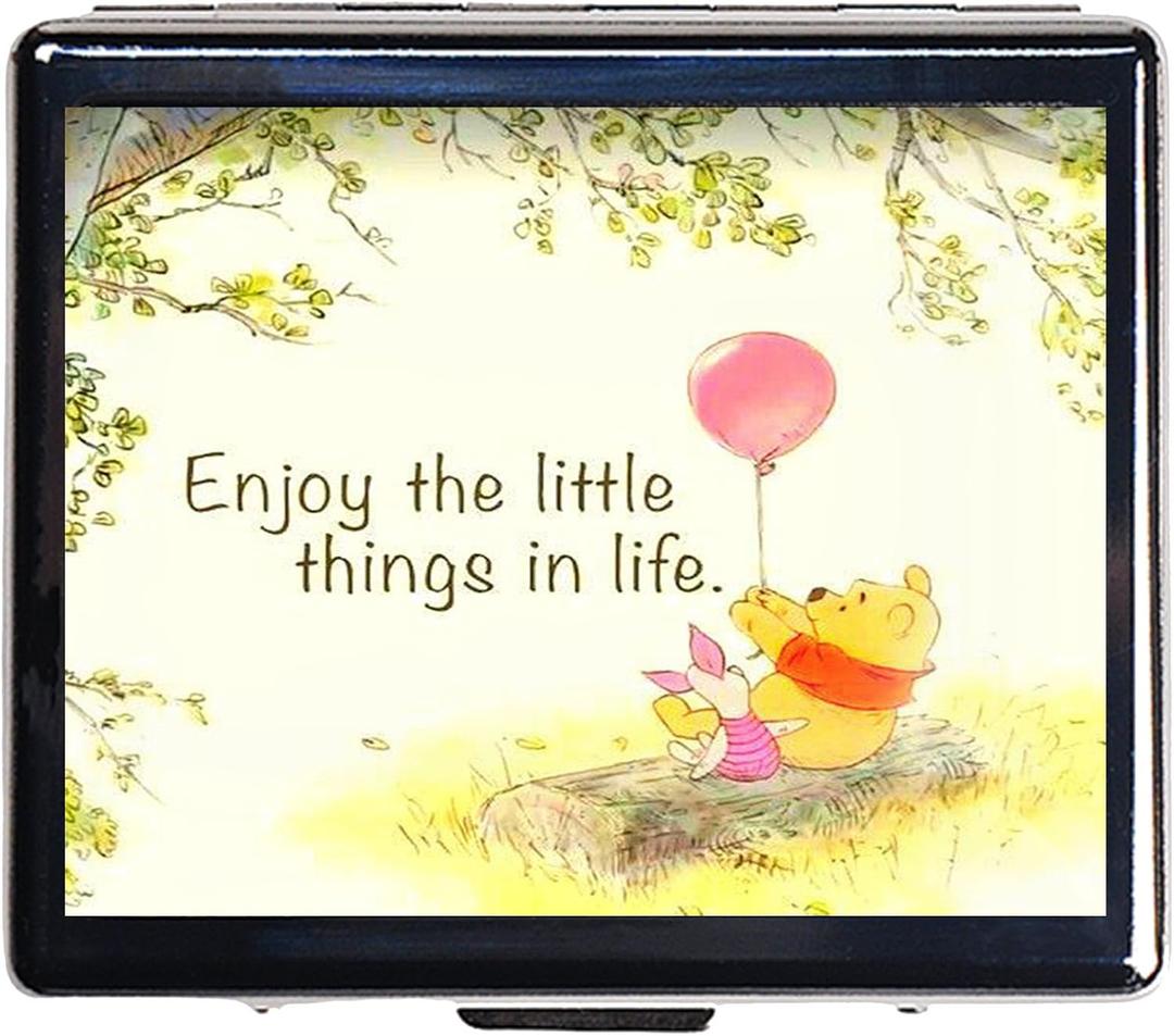 Silver Vintage Pill Box 7 Day Metal Pill Box with Mirror and 8 Compartments Cute Travel Pill Organizer for Purse,Compact Portable Pill Organizer (Cute Little Bear)