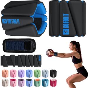 SPORTBIT Wrist and Ankle Weights for Women - Set of 2 (1lb Each) Wearable Ankle & Wrist Weights - Leg & Arm Bands, Silicone Weighted Bracelets for Workout, Walking, Running, Yoga, Pilates
