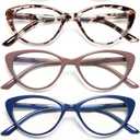 EYEURL Reading Glasses for Women 5 Pack Fashion Cat Eye Reading Glasses, Men Blue Light Blocking Readers with Spring Hinges Computer reading glasses.1.0