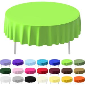 3 Pack Plastic Table Cloth Round 84 inch Plastic Tablecloth Disposable Round Cover Leakproof for Parties, Picnic, Camping, Birthday, Weeding (Lime Green)