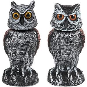 Hedoc Only 1Pack Fake Owl Decoys to Scare Birds Away, Rotating Head Bird Deterrents, Nature Enemy Scarecrow Plastic Statues, Pest Repellent for Gardens and Patios