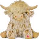 Highland Cow Stuffed Animal with Mooing Sound, 9 inch Ginger Colored, Farm Toy for Boys Girls Gift Decoration