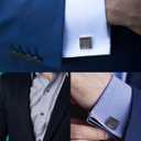 10Pcs Cufflinks for Men Classic Design Carbon Fiber Cufflinks Tuxedo Shirt Stud Set for Wedding Business Birthday Meeting Black Tone Cufflinks