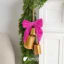 AIMUDI Hot Pink Bows 5''6'' Christmas Bows for Gift Wrapping Fuchsia Present Bows Fur Bows for Christmas Trees Fireplaces Wreaths Crafts Home Outdoor Winter Decoration, 12 PCs