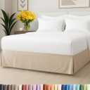 Pleated Bed Skirt King Size - 3 Sided Pleated Bed Skirt King - Ultra-Soft, Easy Fit with 12 Inch Tailored Drop - Hotel Quality, Wrinkle Free & Fade Resistant - for Women, Men, Kids & Teens - Cream