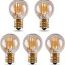 Lxcom Lighting G40 LED Light Bulb 2W Vintage Edison Globe Light Bulb 2200K Warm White G40 Amber Glass E17 Intermediate Base Decorative String Light Bulbs Outdoor Replacement Bulbs, AC120V(5 Pack)