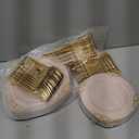 Joyido 125PCS Pink and Gold Plastic Plates  Pink Disposable Plates  Vintage Plate with Gold Plastic Silverware Set for 25 Guests for Weddings Valentine's Day Parties