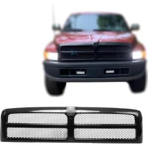 Replacement Parts Front Grille Grill Assembly With Black Shell Frame With Black Honeycomb Insert Compatible With Dodge Ram 1500 1994-2001 Ram 2500 3500 1994-2002 Pickup Truck