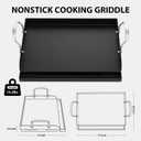 Utheer 17" x 13" Nonstick Coating Cooking Griddle for Gas Grill, Universal Griddle Flat Top Plate Insert with Grease Groove and Removable Handles for Charcoal/Gas Grills, Camping, Tailgating, Parties