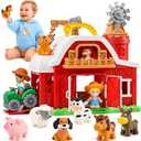 15-Piece Upgraded Farm Animal Big Barn Playset Gifts for Toddlers Christmas|Montessori Learning Toys for 18 Months Olds Girls Boys|Pretend Animal with Tractor Birthday Gifts for 2 Years
