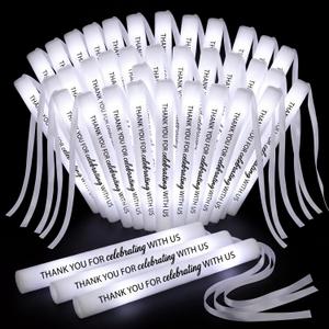 JellyArch 100 Pack Wedding Glow Sticks LED Foam Light up Sticks with Ribbon