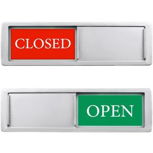 Open Closed Sign for Business Door, Open Signs privacy Slide Door Sign Indicator for Business Storefront, Restroom, Office Door, Wall, Window, Restaurants, Retail Salon Shops (Silver)