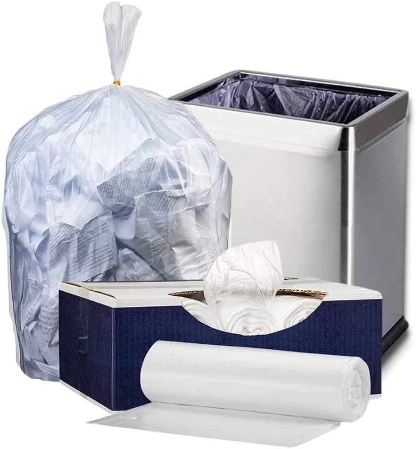 Plasticplace 7-10 Gallon Trash Bags 6 Microns Clear Garbage Can High Density Liners 24" x 24" (1000 Count)
