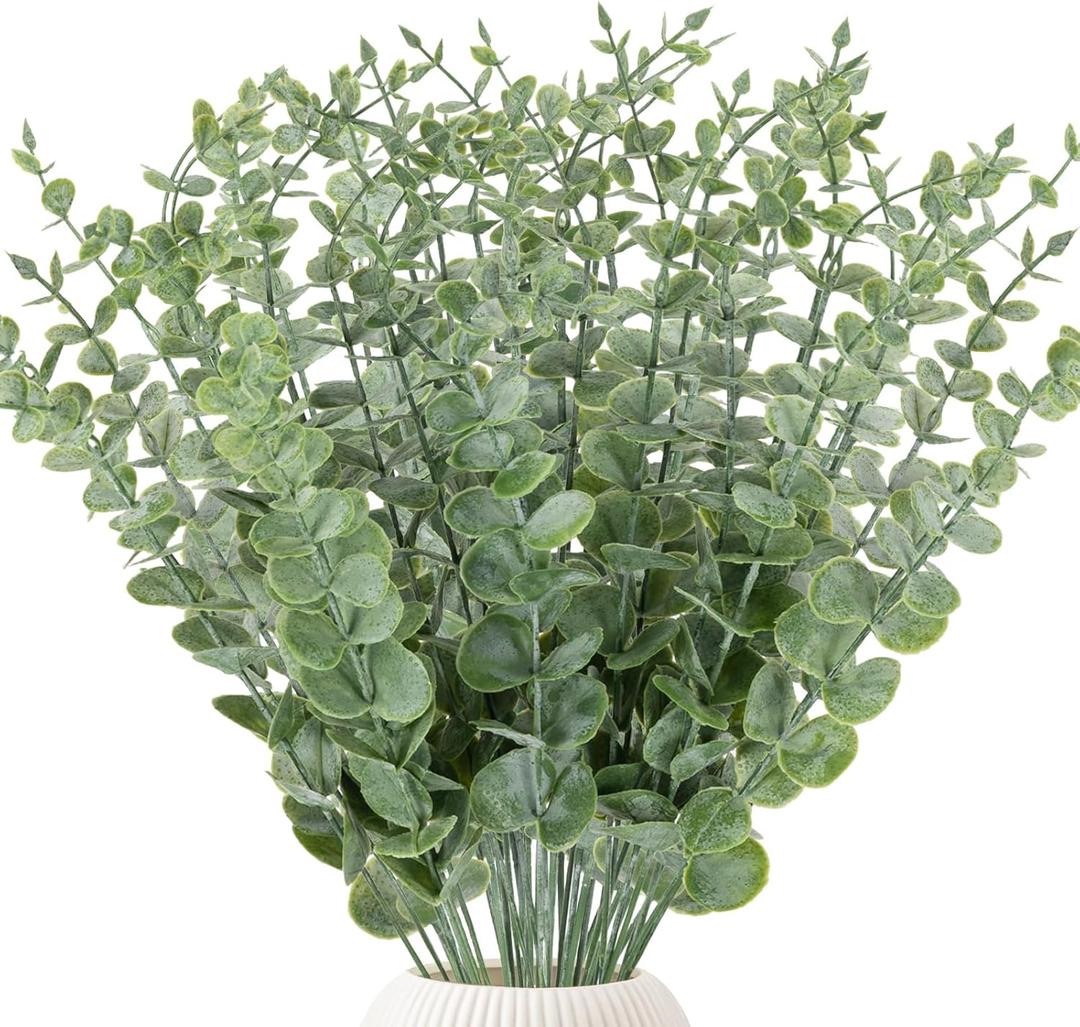 38pcs Eucalyptus Stems Artificial Eucalyptus Leaves Fake Greenery Branches Fake Flowers for Wedding Centerpiece Spring Easter Farmhouse Home Decoration