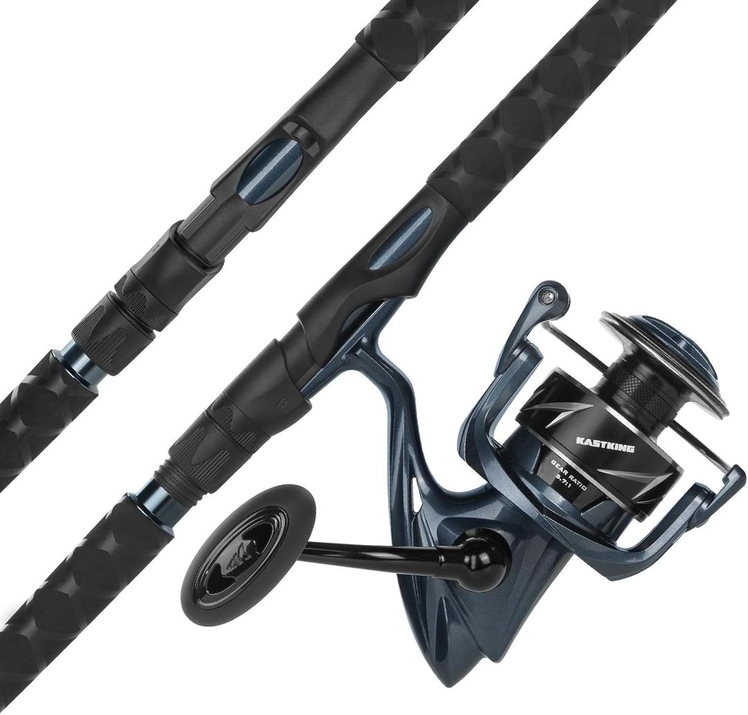 KastKing ReKon Saltwater Fishing Rod and Reel Combo, Fishing Poles & Reels Combo, Graphite Blank, Zirconia Rings, NyliTech Frame & Rotor, EVA Handle, Uplock Reel Seat