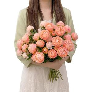 20 Stems Artificial Ranunculus Flowers, Faux Silk Blush Pink & Light Pink Bouquet, Realistic Fake Flowers for Vase, Wedding Centerpieces, Home Table Decor, Bridal Shower, Party Decoration