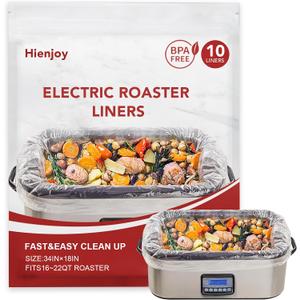 Electric Roaster Liners(10 Liners), 18" x 34" Disposable Roaster Liners Fit 16, 18, 22 Quart Roasters Cooking Bags for Instant Cleanup
