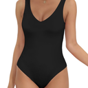 Women’s Sexy Deep V Neck Sleeveless Bodysuits Double Lined Backless Basic Tank Thong Body Suits for Going Out M