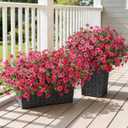 5 x Ivydale Artificial Flowers for Outdoor 24 Bundles Fake Mums with Eucalyptus Leaves UV Resistant Silk Faux Daisy Flower Plant for Outside Home Porch Patio Window Box, Rose