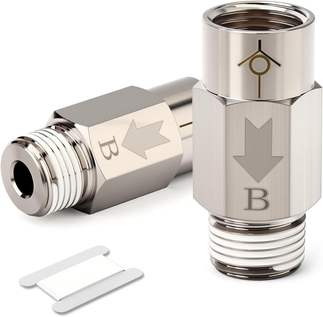 GASHER 2Pcs One-Way Non-return Check Valve 1/4" Male x 1/4" Female Thread, Prevent Water Back-flow (0.25 Inch)