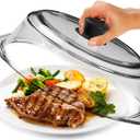 Le’raze Tall Glass Microwave Splatter Cover for Food - Cookware & Bakeware Serving Dish Cover, Plate Guard Lid with Easy Grip Silicone Handle Knob - 100% Food Grade BPA Free & Dishwasher Safe - 10in