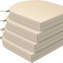 WOLKI Outdoor Cushions for Patio Furniture Set of 4, 17 x 16 x 2 Beige Waterproof Seat Cushions Thick Chair Pads for Garden, Patio(Round Corner)