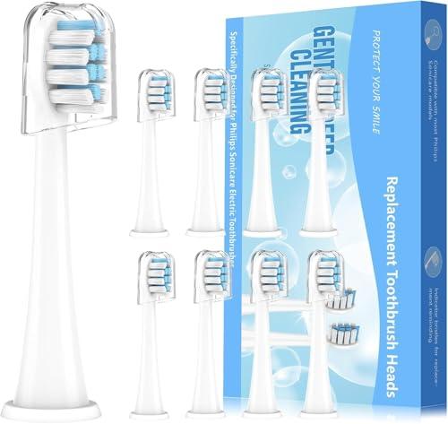 Replacement Toothbrush Heads Compatible with Philips Sonicare Electric Toothbrush, Replacement Brush Head for Replacement Heads C1 C2 G2 W 4100 HX6062/ 65 and More Philips Snap-on Handles (8 Count)